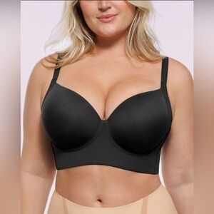 NWT Shapellx Women's AirSlim Underwire Push Up Bra Black Size 46C